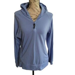 Athleta hooded comfy cozy Classic blue zip up small top